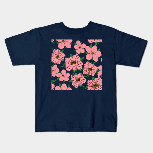 Hand drawn artistic cute flowers Kids T-Shirt by ilhnklv